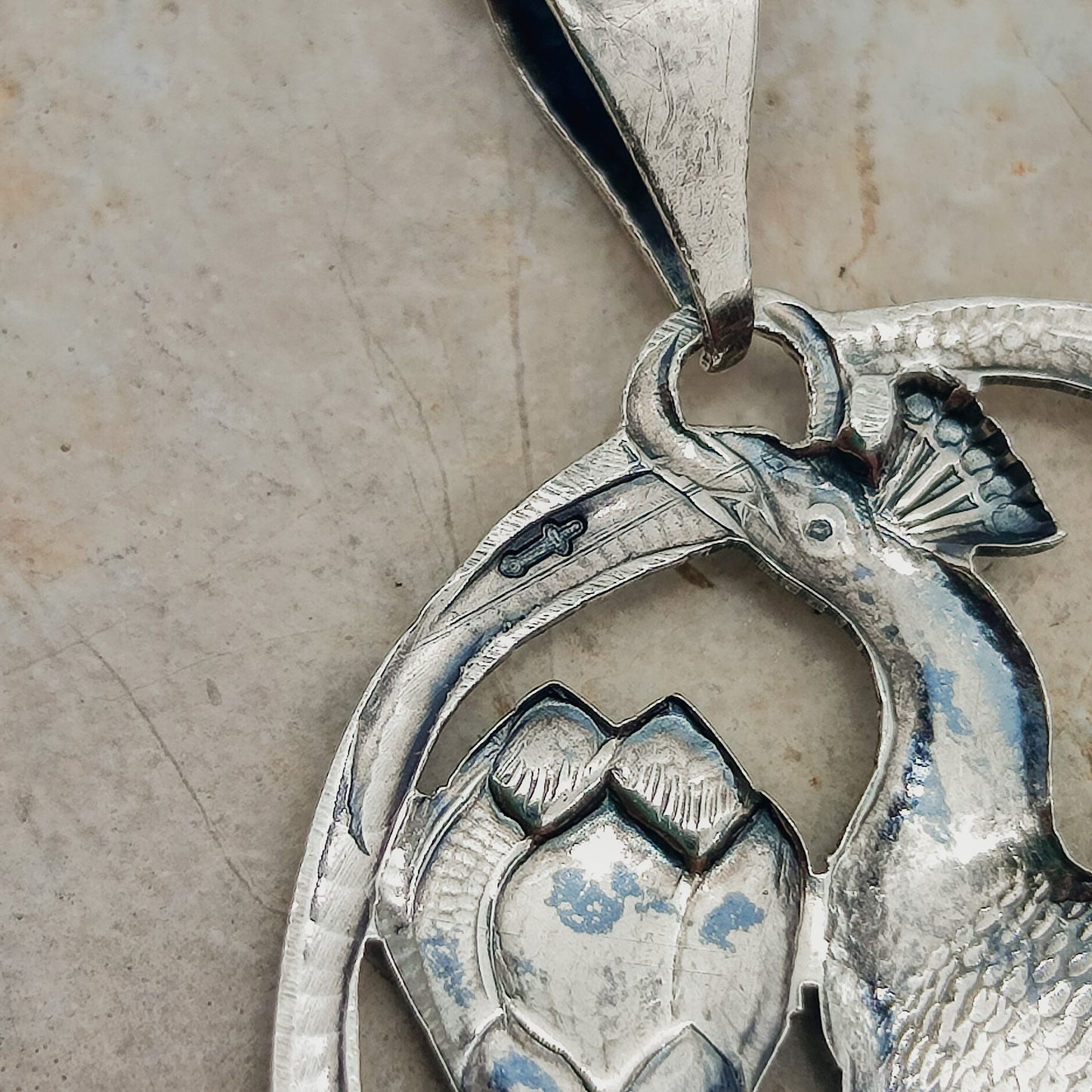 Peacock Art Nouveau Revival Pendant