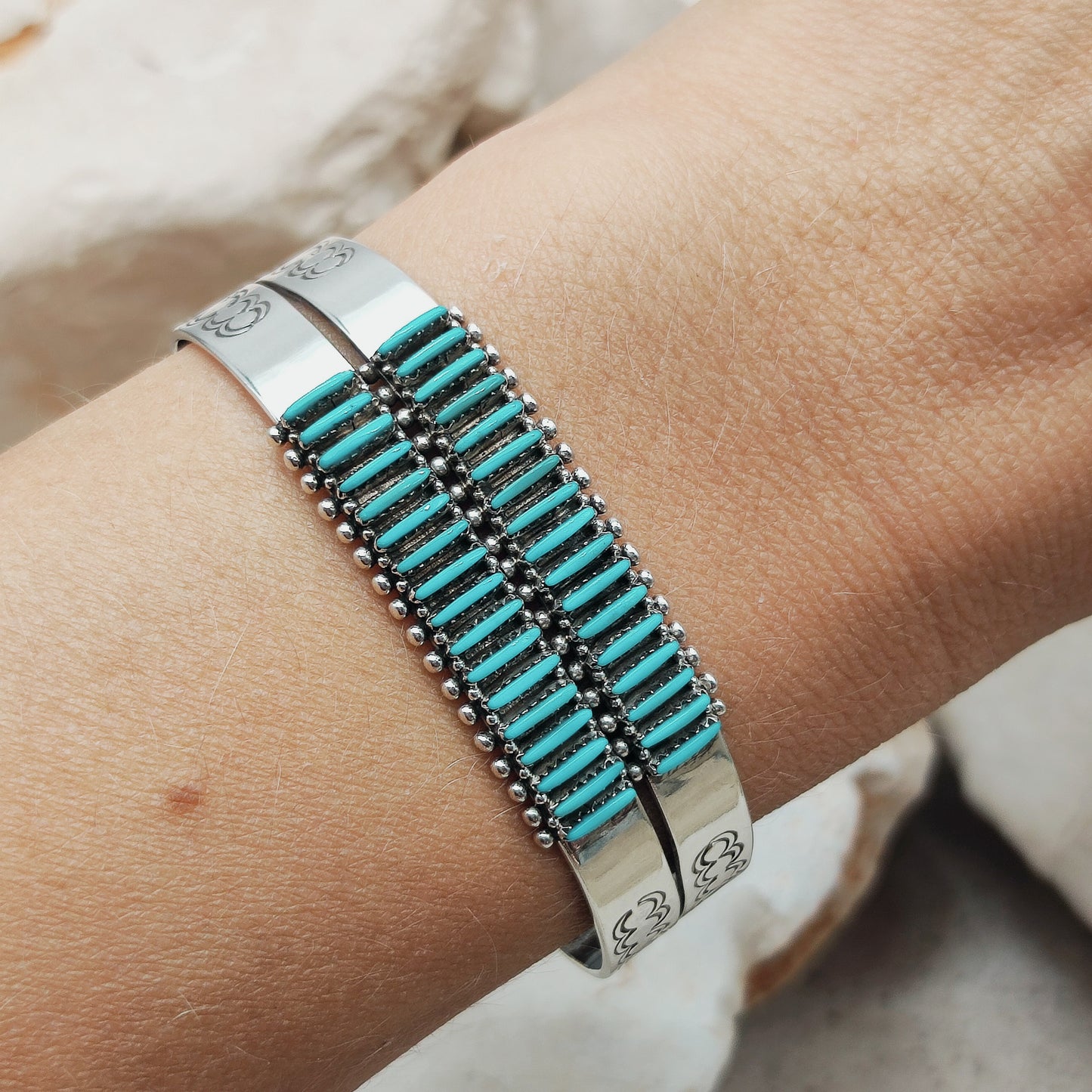 Zuni Turquoise Needlepoint Bracelet by Gloria Acque