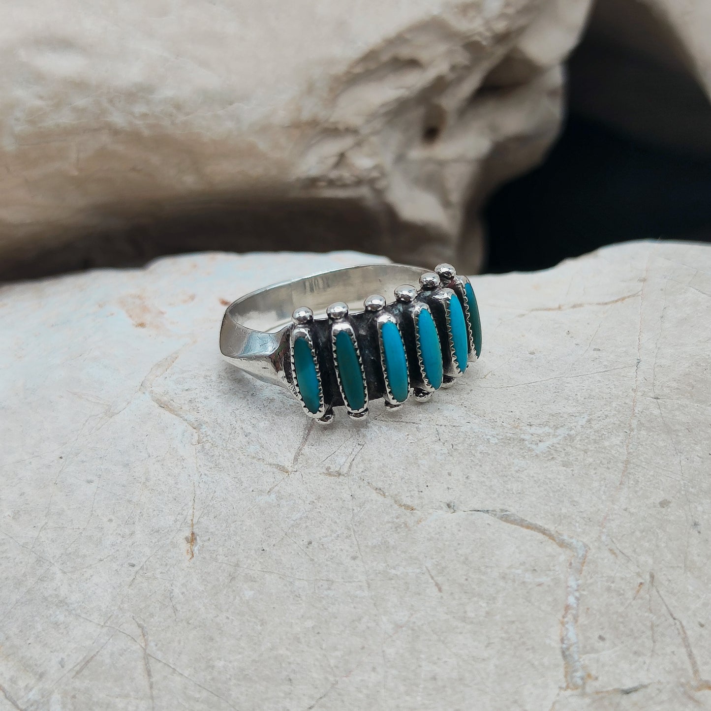 Vintage Turquoise Zuni Needlepoint ring by Paloma