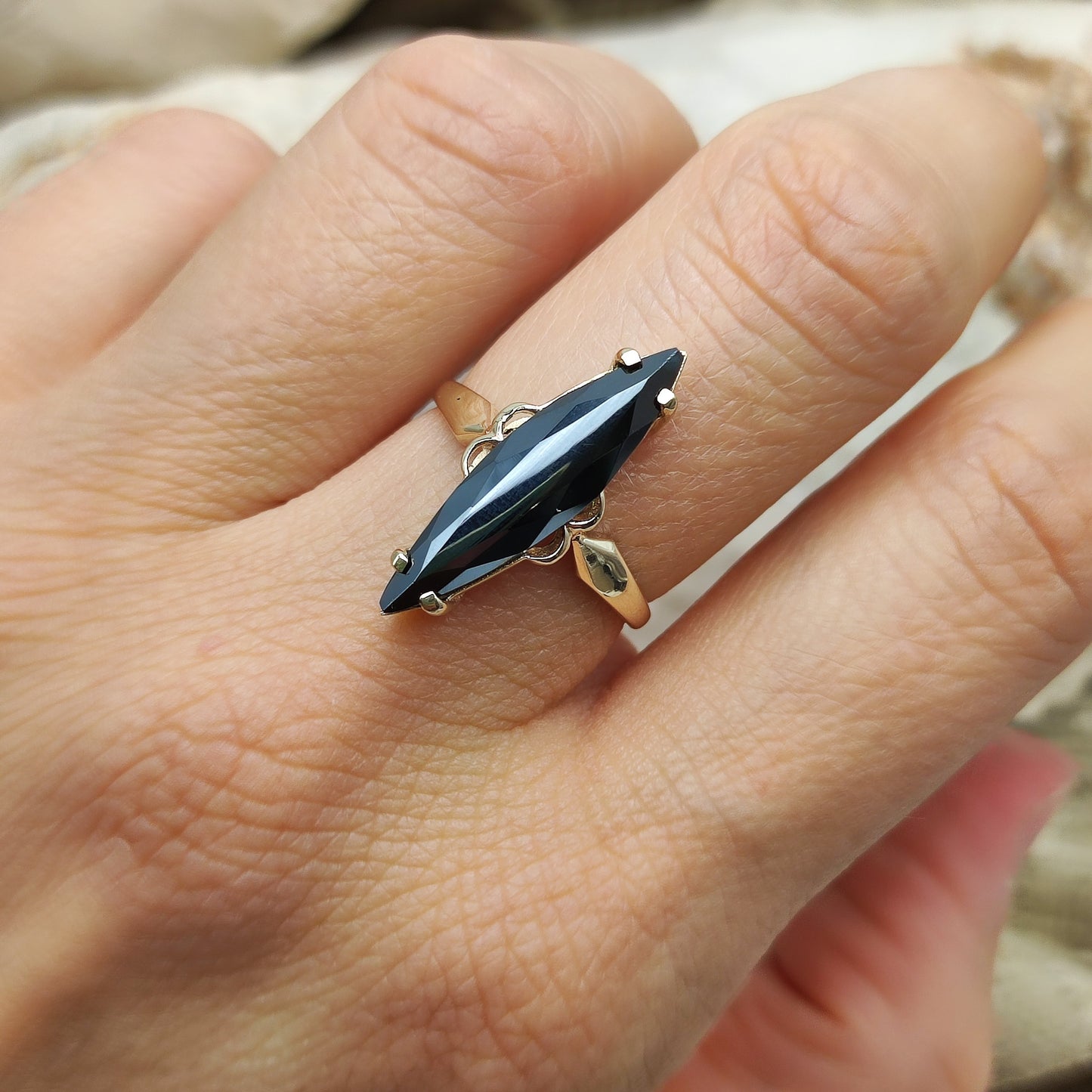 Vintage Hematite ring in 10K gold