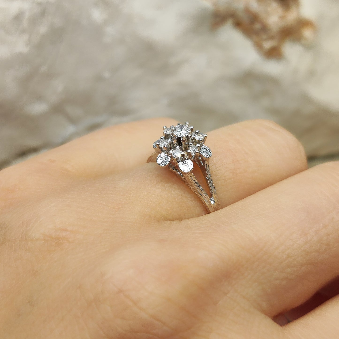 Vintage Diamond cluster ring in 8K gold