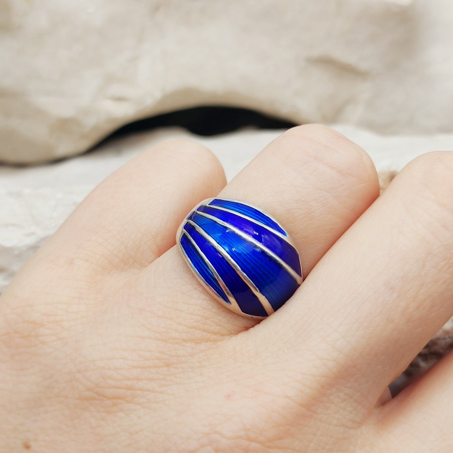 David Andersen Sterling Silver Blue Enamel Ring