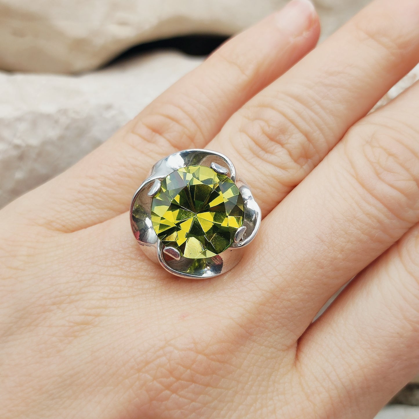 Peridot Flower ring by Alton