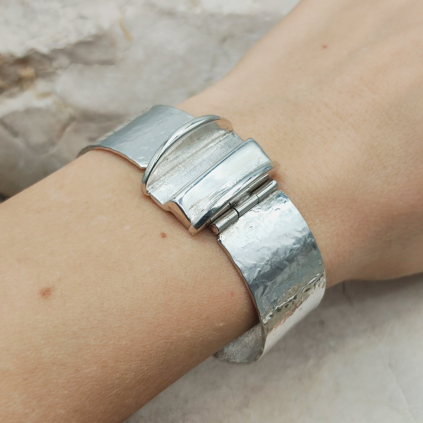 Menno Meijer Vintage Silver Bracelet 835 Raised Sculptural Top