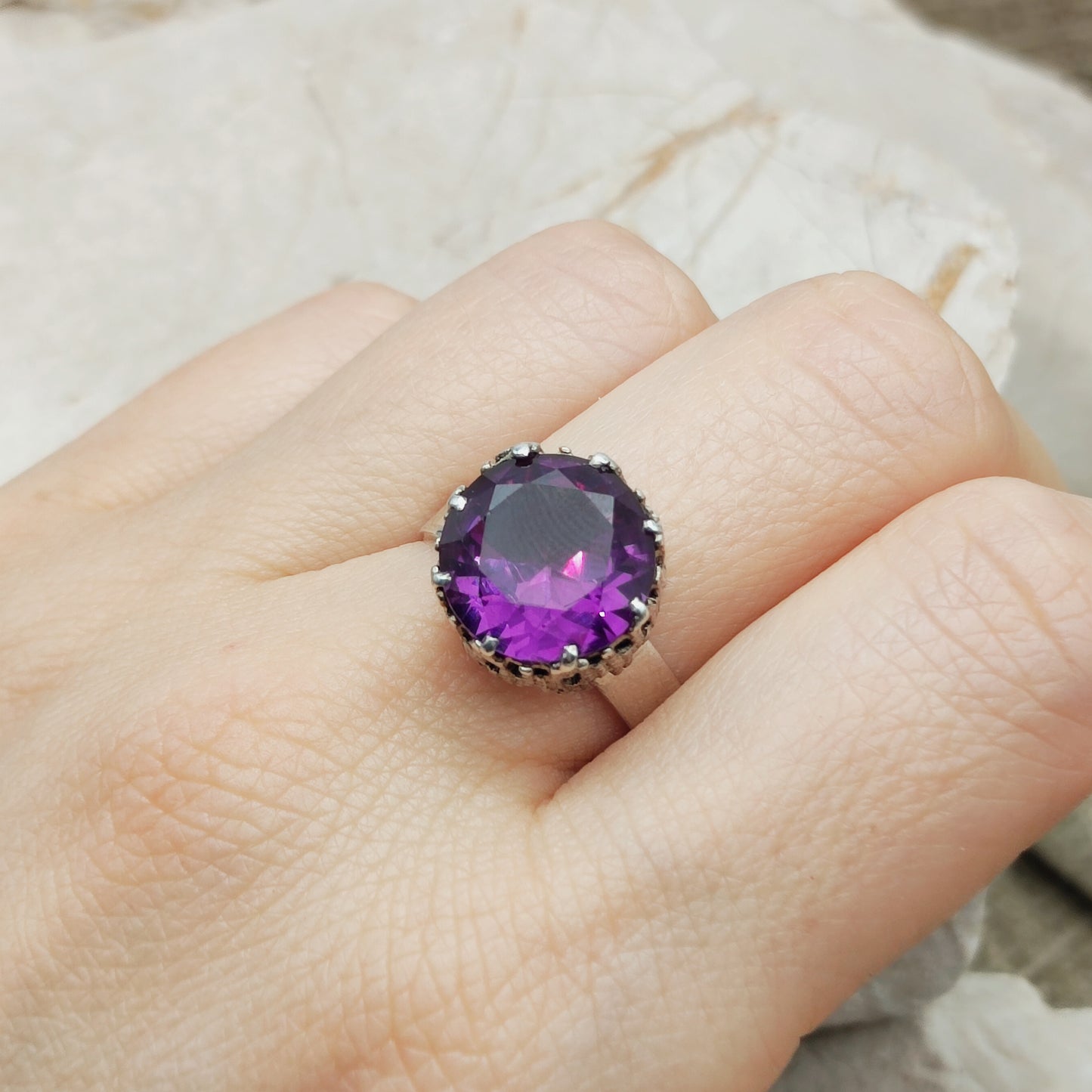 Vintage Swedish Silver ring with Amethyst by Bengt Hallberg