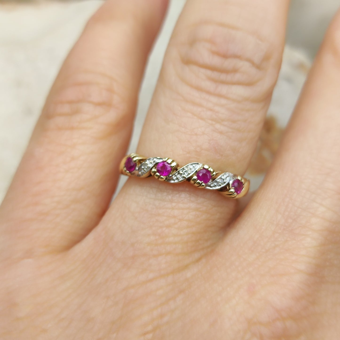 Vintage Ruby and Diamond Ring in 9 Carat Gold
