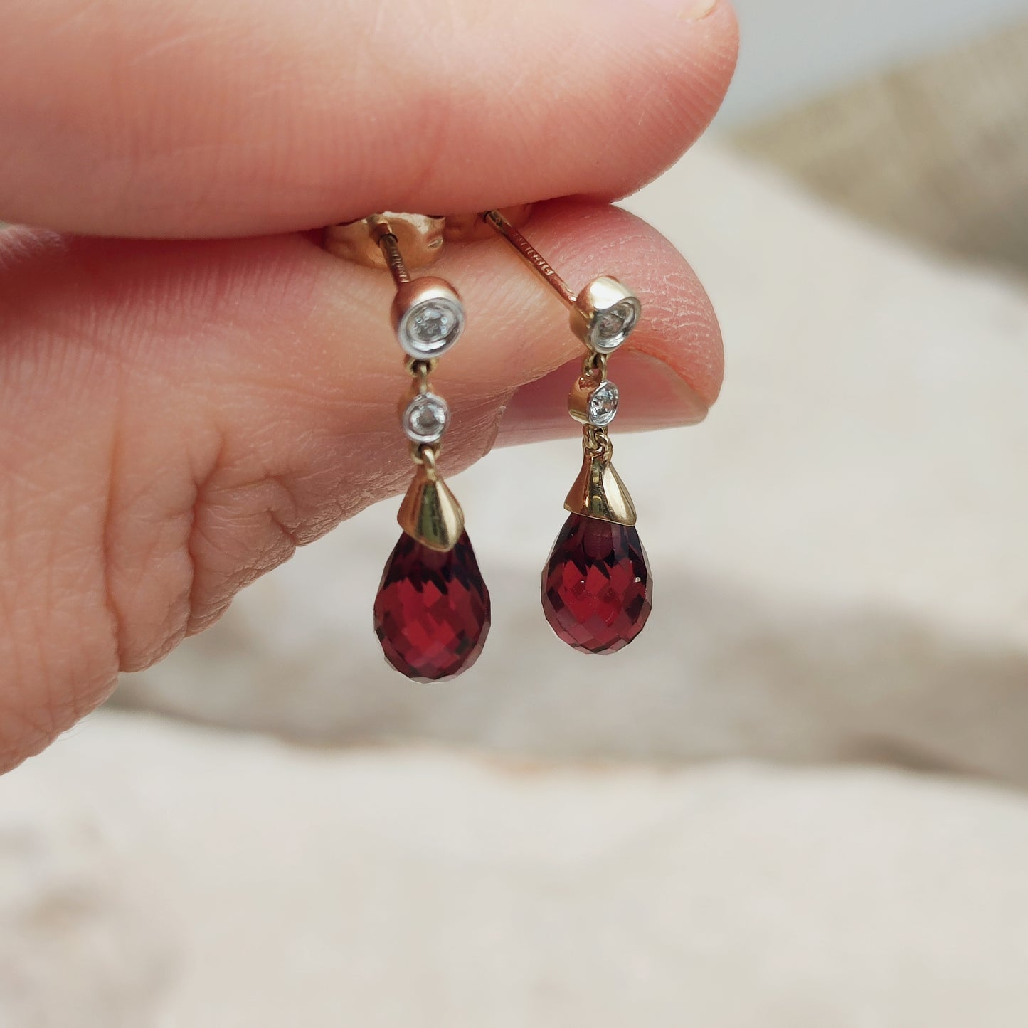 Vintage 9 Carat Gold Diamond Earrings