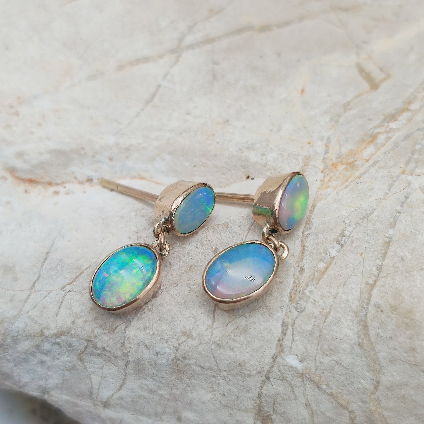 Antique Opal Earrings in 9 Carat red Gold
