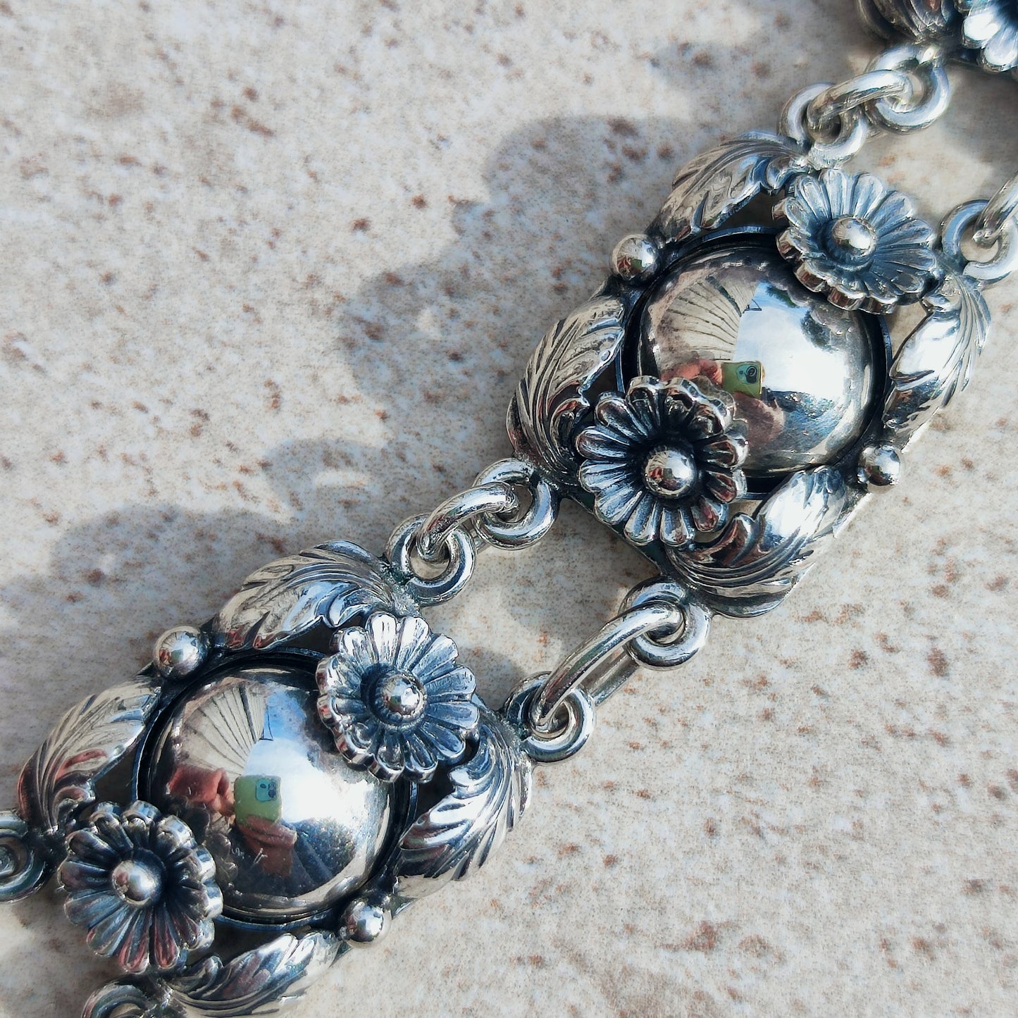 Vintage Silver Flower Necklace by Niels Erik From 1945-1955