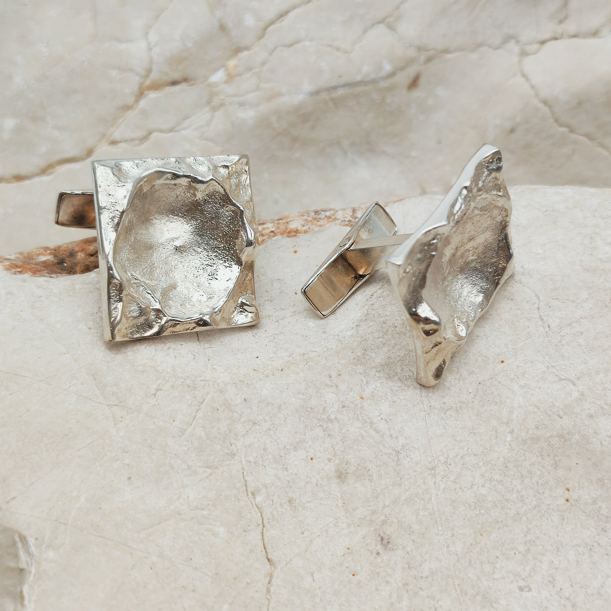 Lunar-Inspired Sterling Silver Cufflinks by Matti J. Hyvärinen for Sirokoru 1970