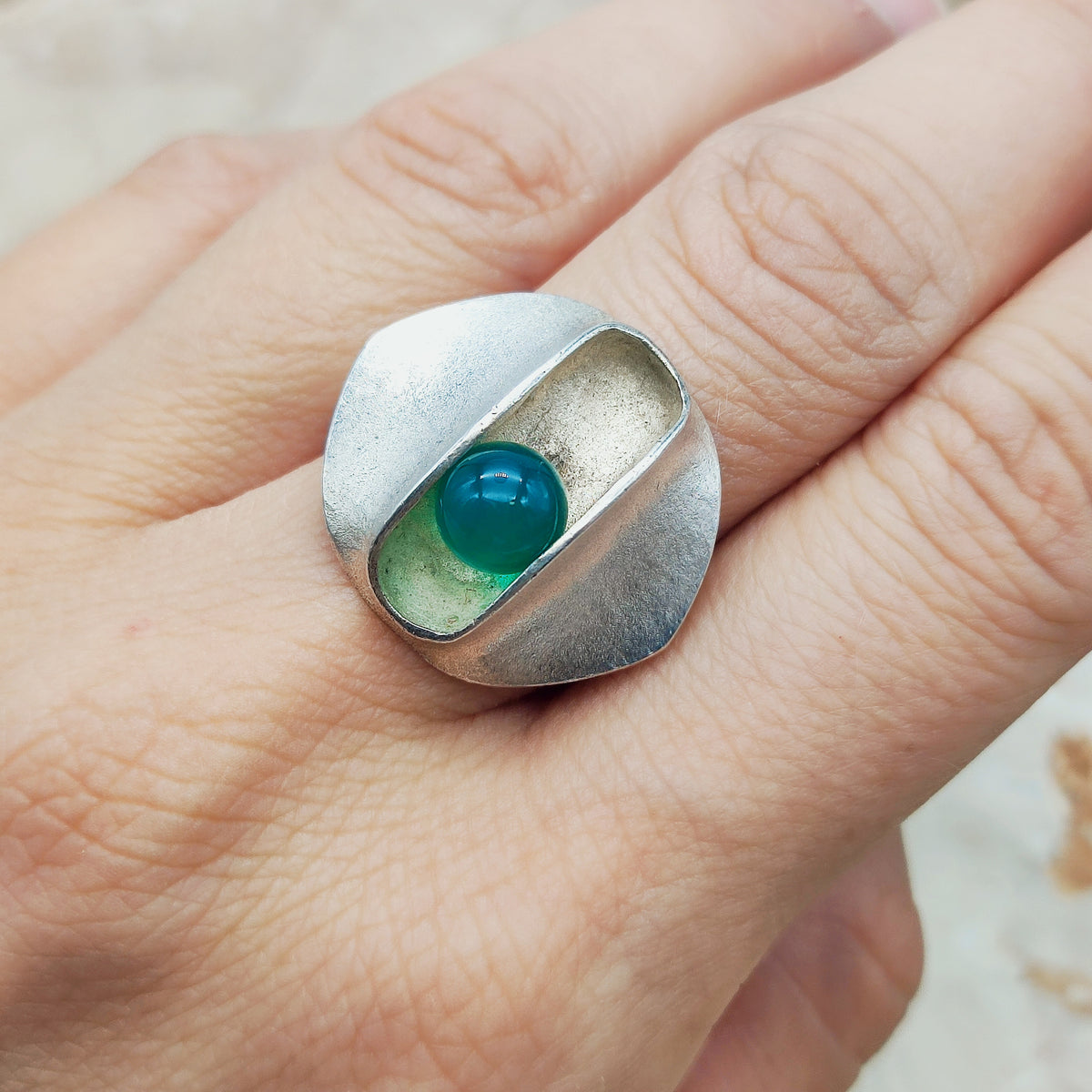 Kinetic Modernist Silver Ring by Matti J. Hyvärinen 1973