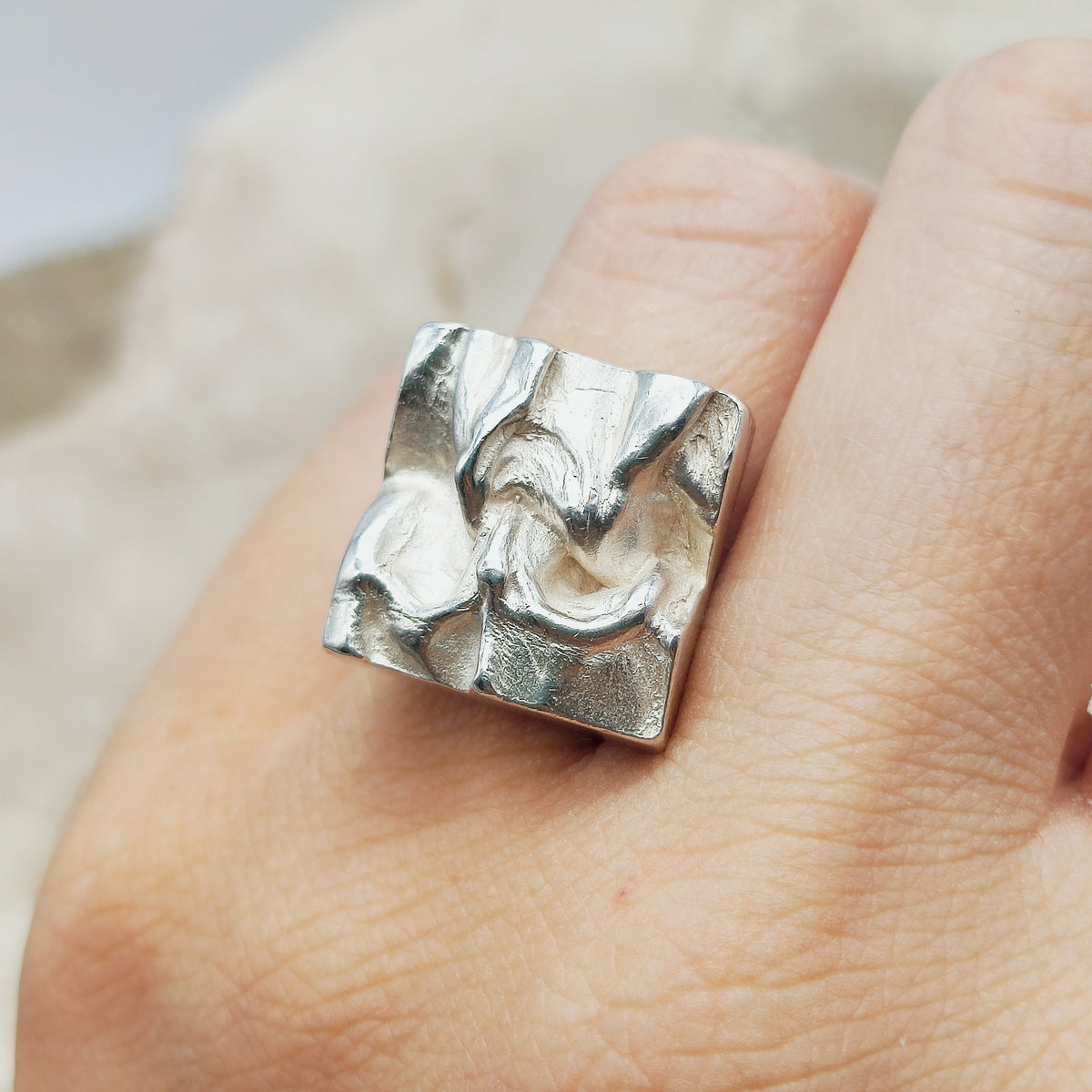 Sculptural Adjustable Silver Ring by Matti J. Hyvärinen for Sirokoru 1976