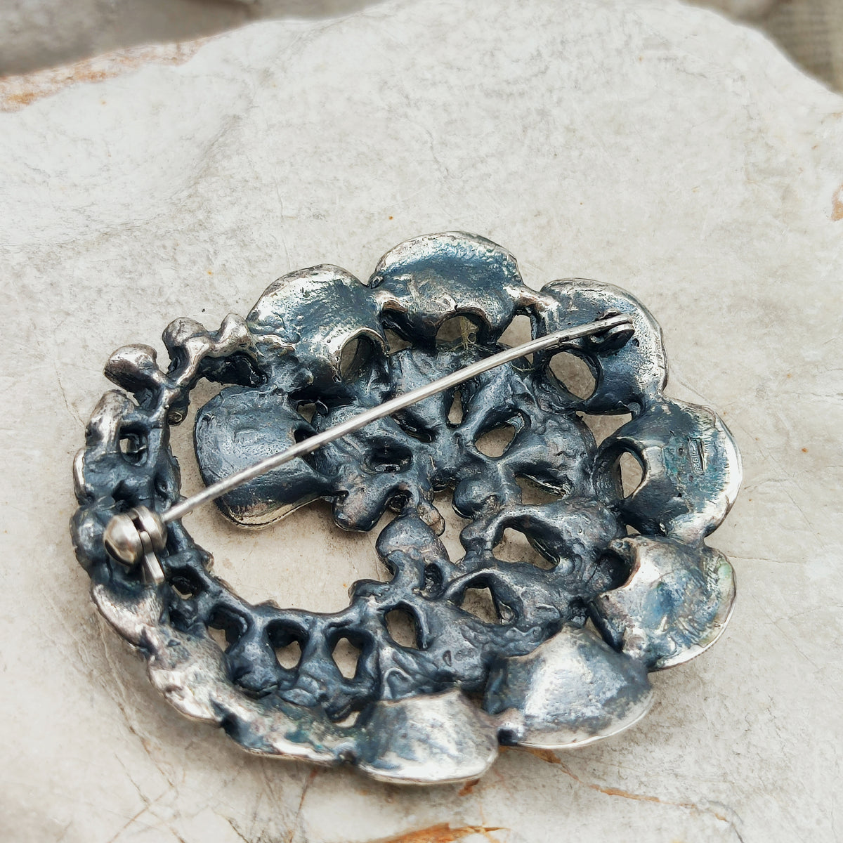 Vintage Hannu Ikonen Sterling Silver Reindeer Moss Brooch