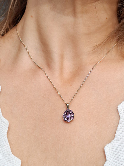 Amethyst Drop Pendant in 8K gold