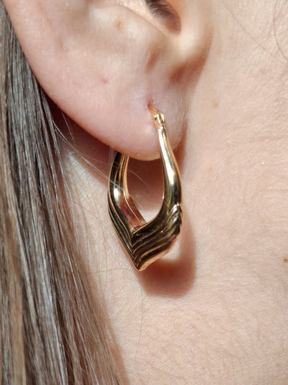 Vintage 9ct Gold Sculptural Hoop Earrings