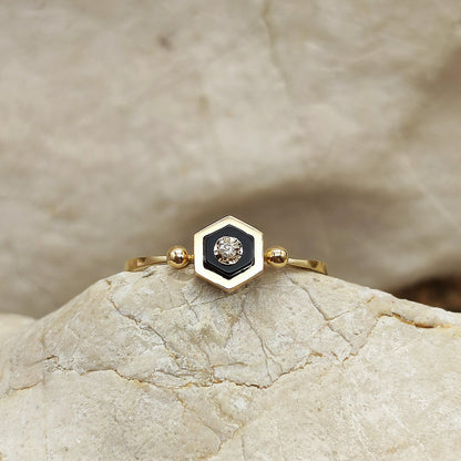 Hexagon Onyx and Diamond