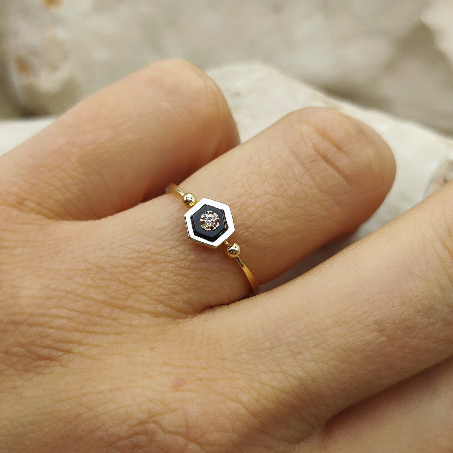 Hexagon Onyx and Diamond