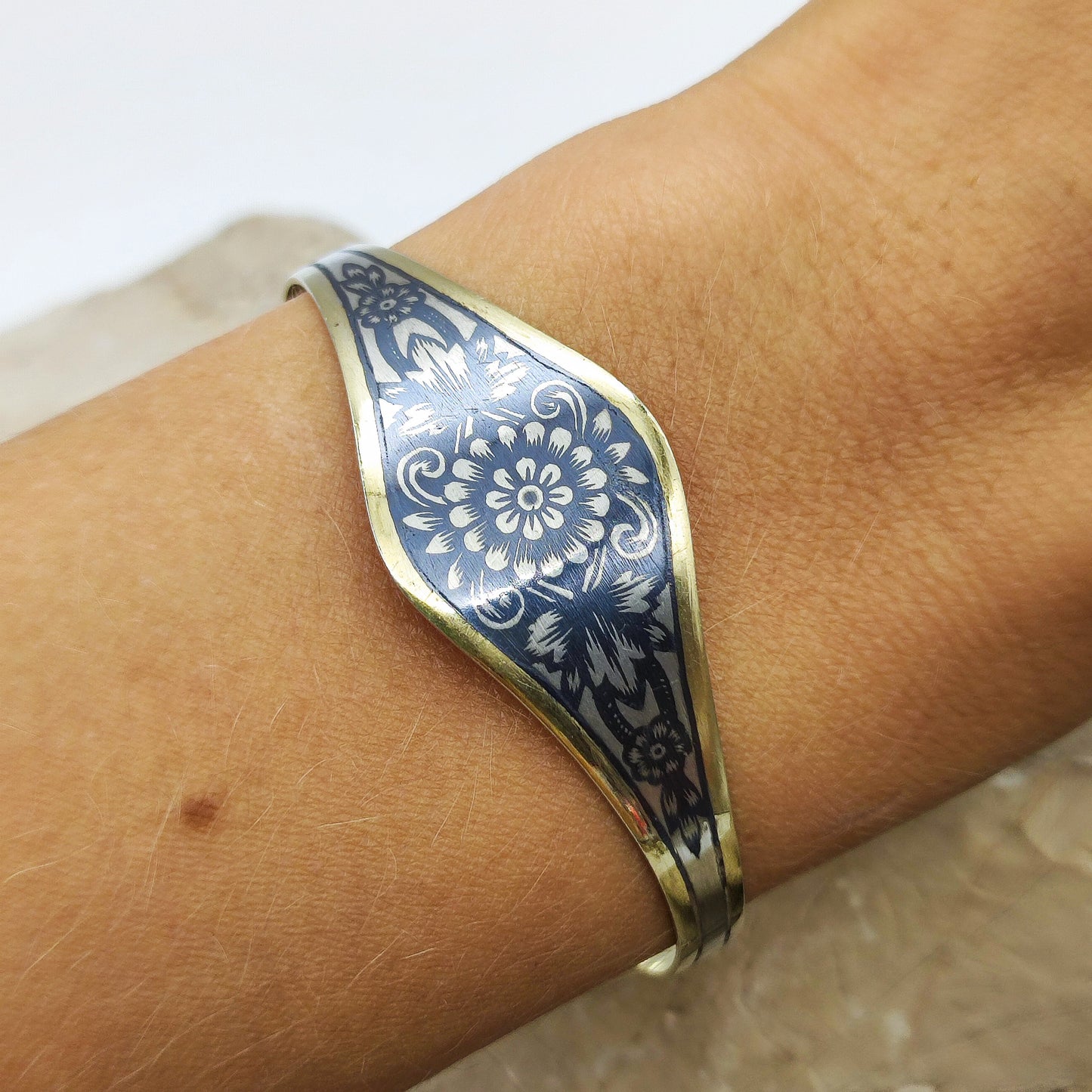 Russian Niello Flower Bangle