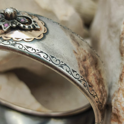 Victorian Bangle with rose cut Diamond and 14K gold