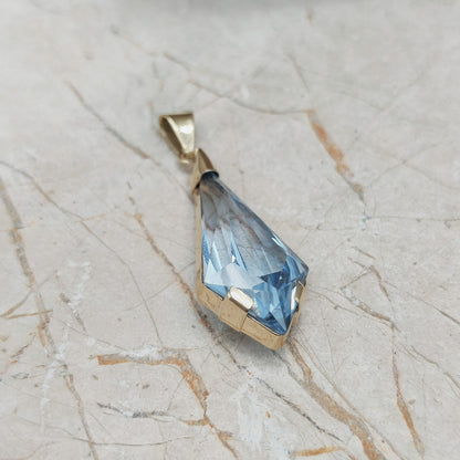 Art Deco Drop Pendant with Spinel in 14K side view