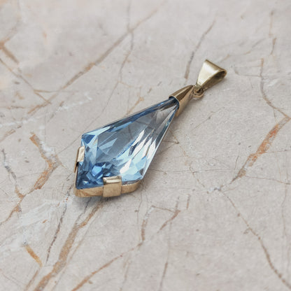 Art Deco Drop Pendant with Spinel in 14K side view