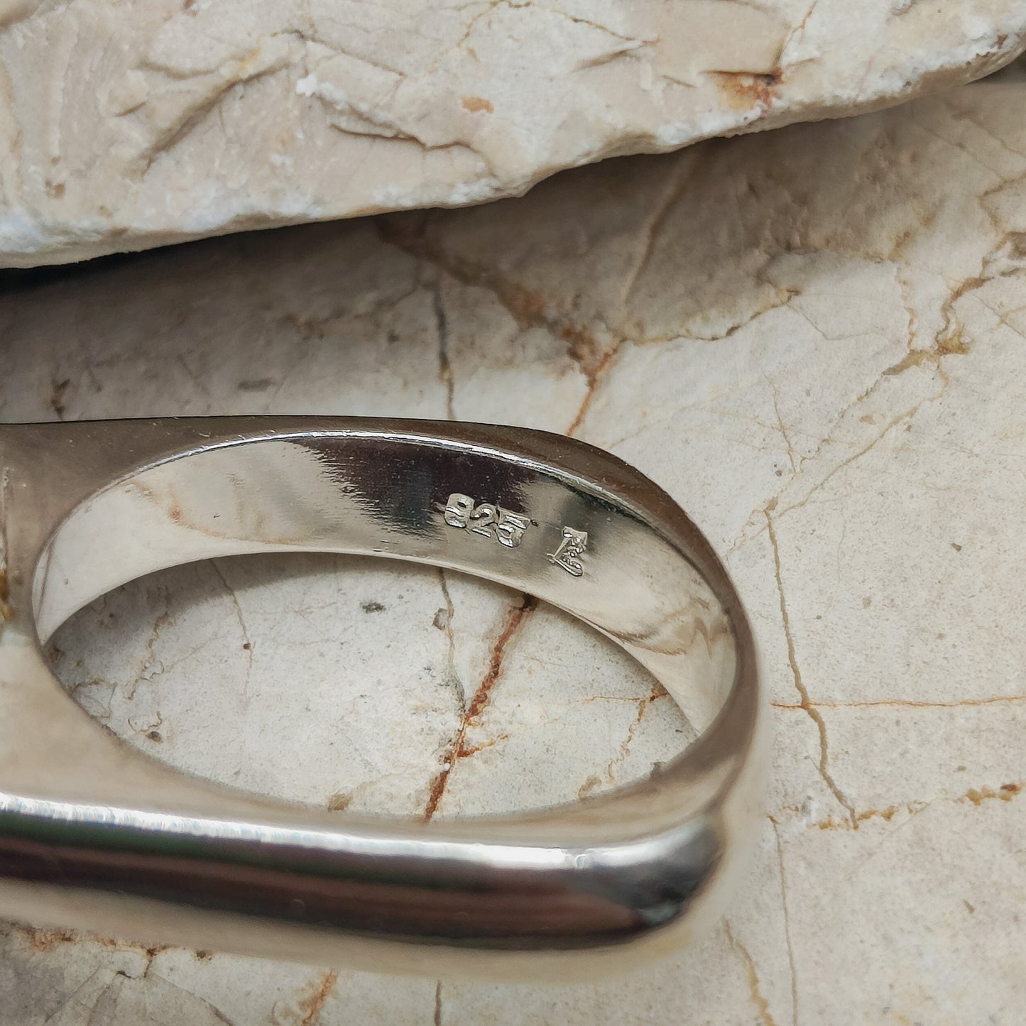 Vintage Silver Ring with Nephrite Jade Disc