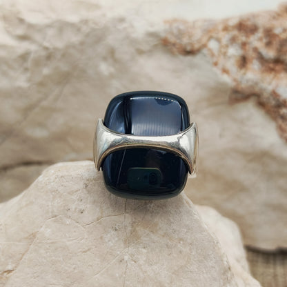 Vintage Silver Ring with Black Onyx
