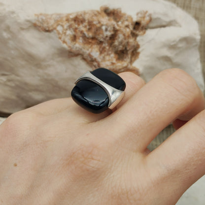 Vintage Silver Ring with Black Onyx