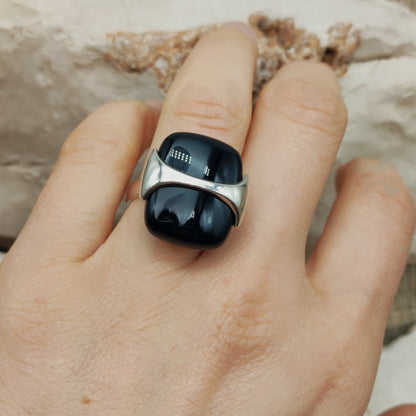 Vintage Silver Ring with Black Onyx