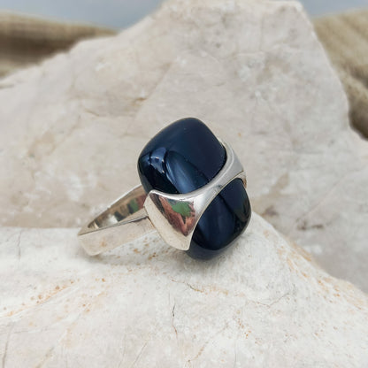 Vintage Silver Ring with Black Onyx