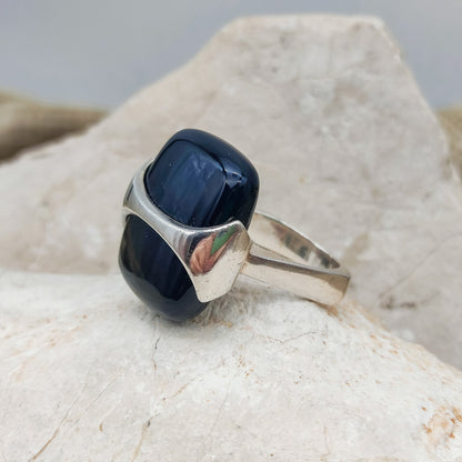 Vintage Silver Ring with Black Onyx