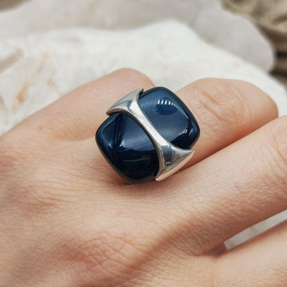 Vintage Silver Ring with Black Onyx