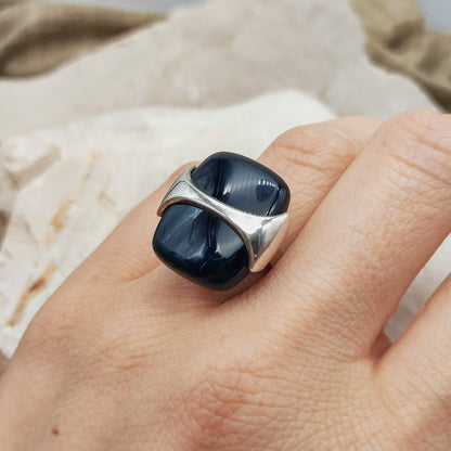 Vintage Silver Ring with Black Onyx