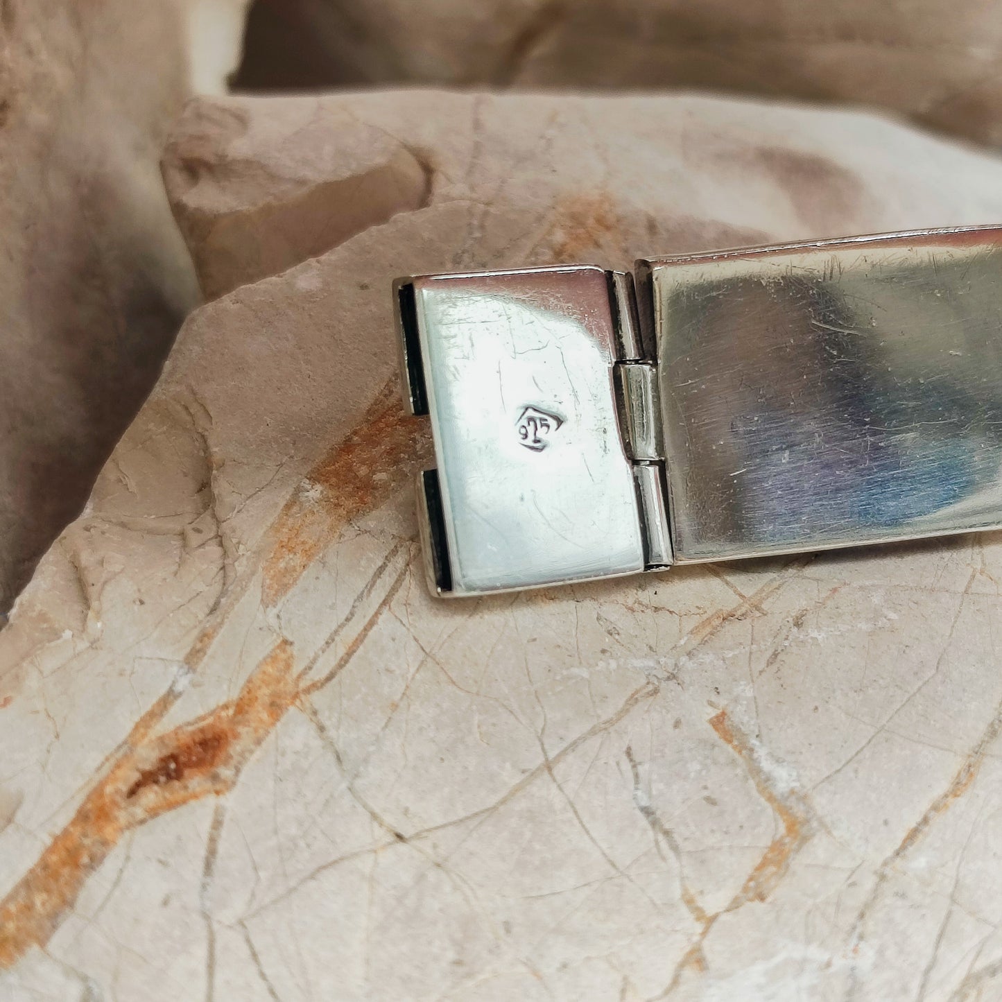 Vintage silver inlay bracelet with Semi precious stones