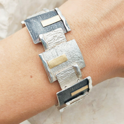 Handmade bracelet by Audar in silver with 24K gold details