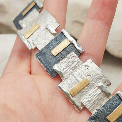 Handmade bracelet by Audar in silver with 24K gold details