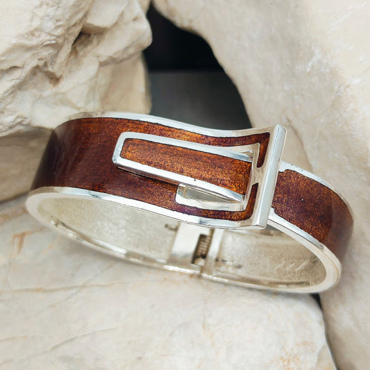Silver Modernist brown enamel bracelet