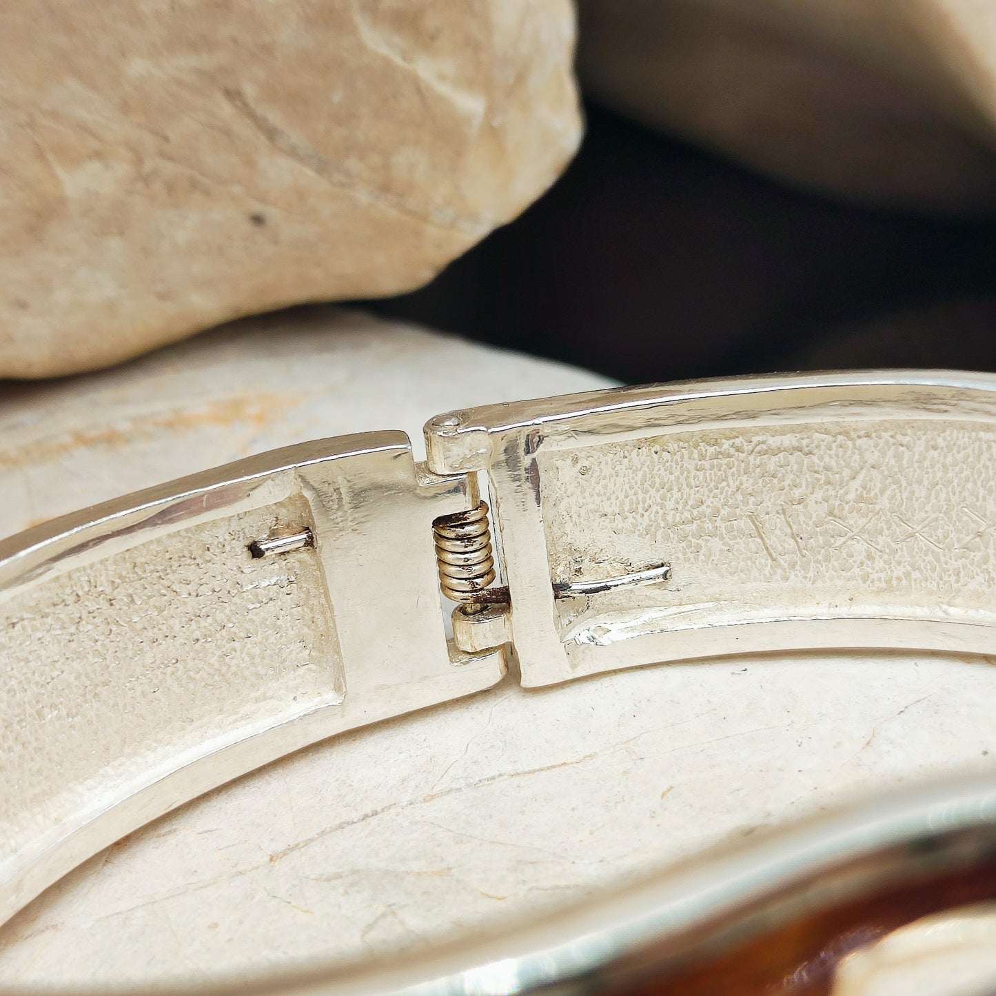 Silver Modernist brown enamel bracelet