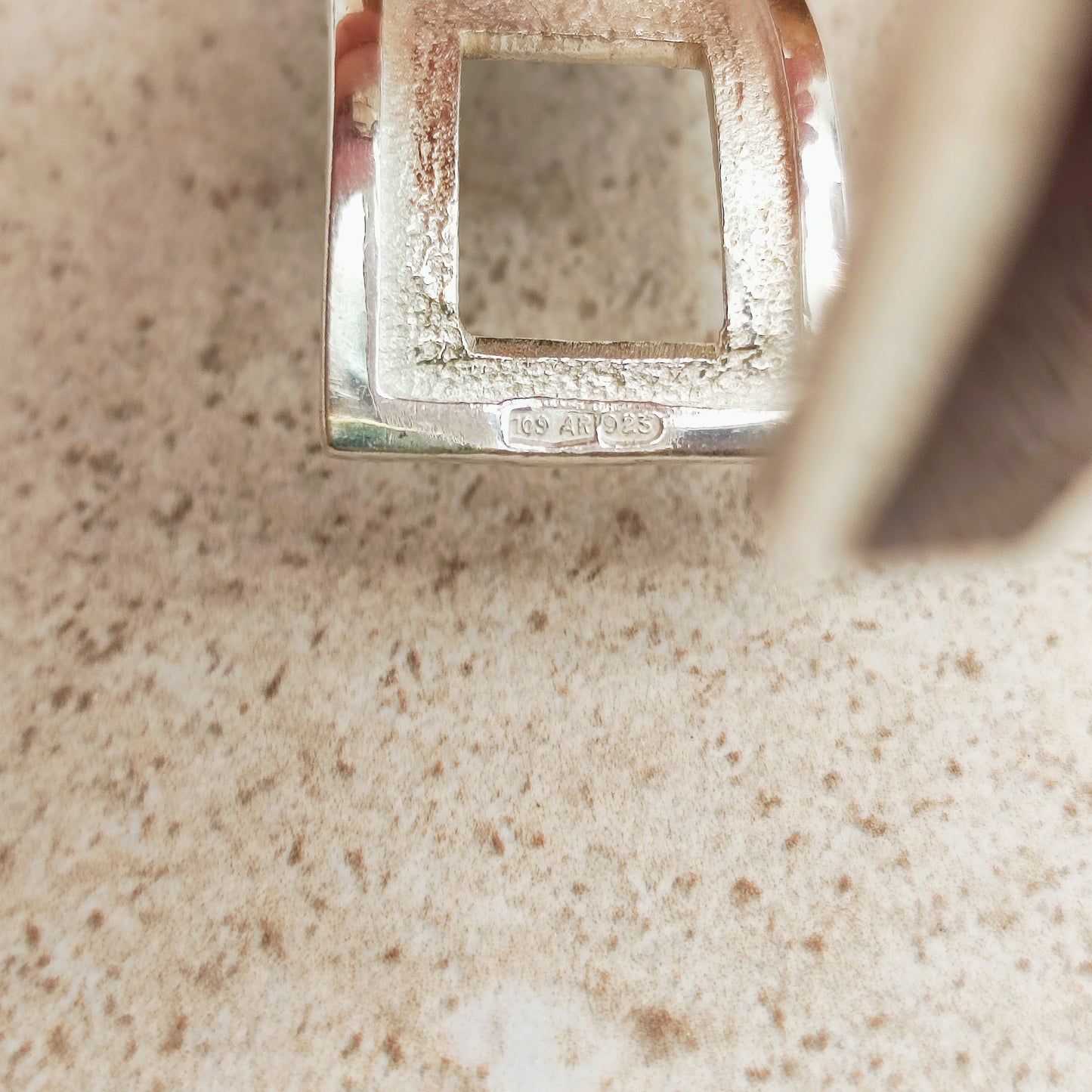 Silver Modernist brown enamel bracelet