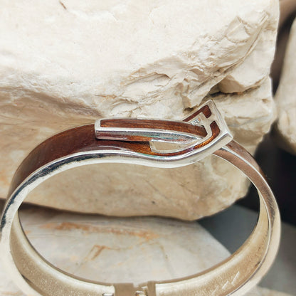 Silver Modernist brown enamel bracelet