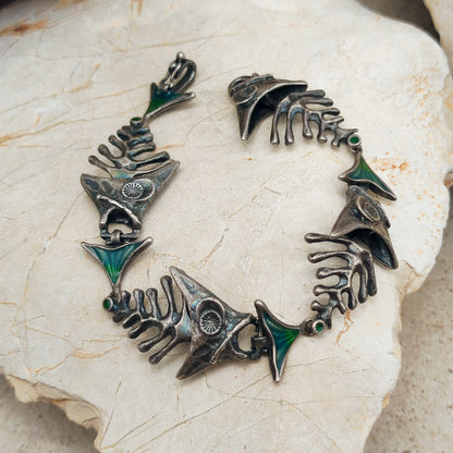 Silver Modernist fish bracelet by UnoAErre