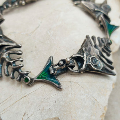 Silver Modernist fish bracelet by UnoAErre