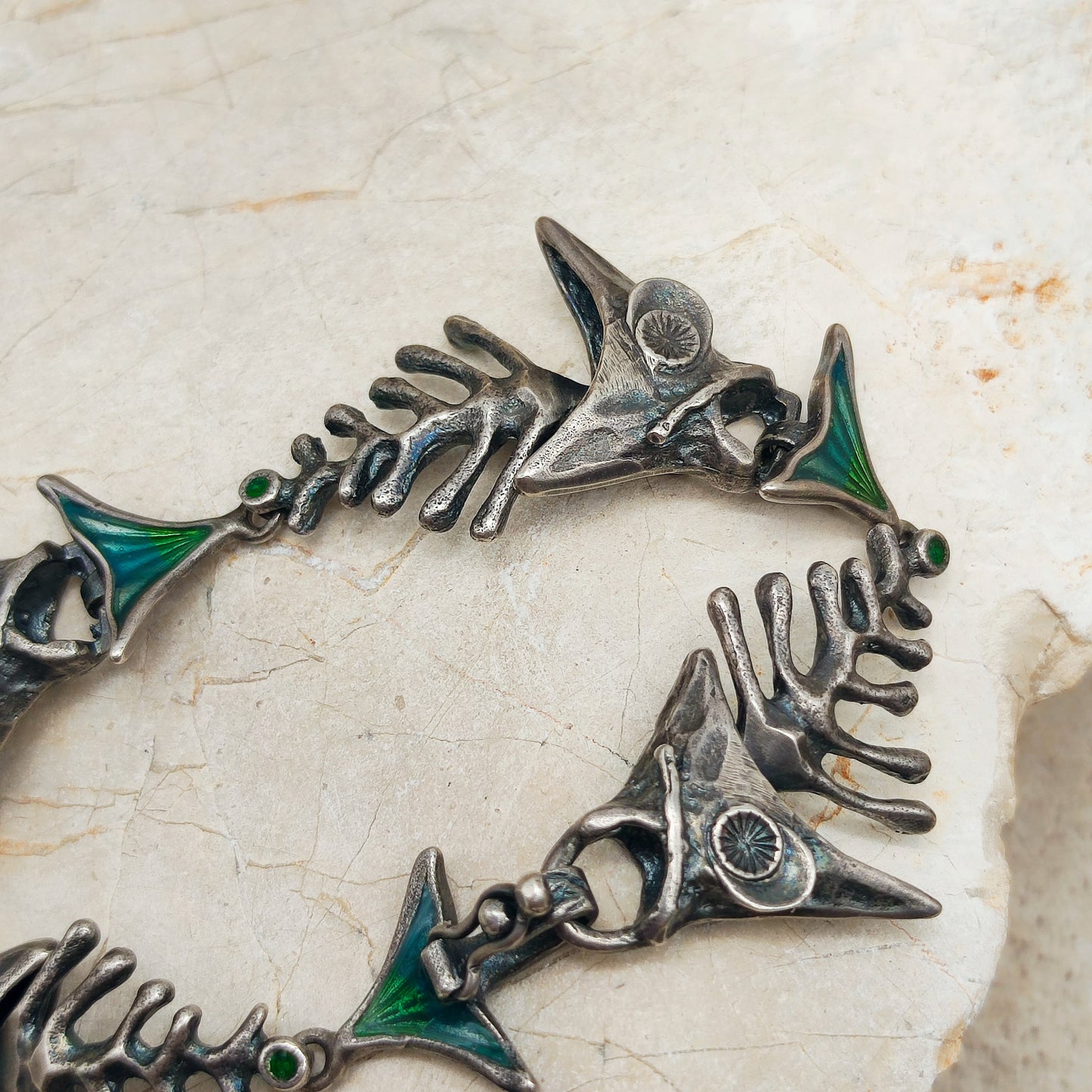 Silver Modernist fish bracelet by UnoAErre