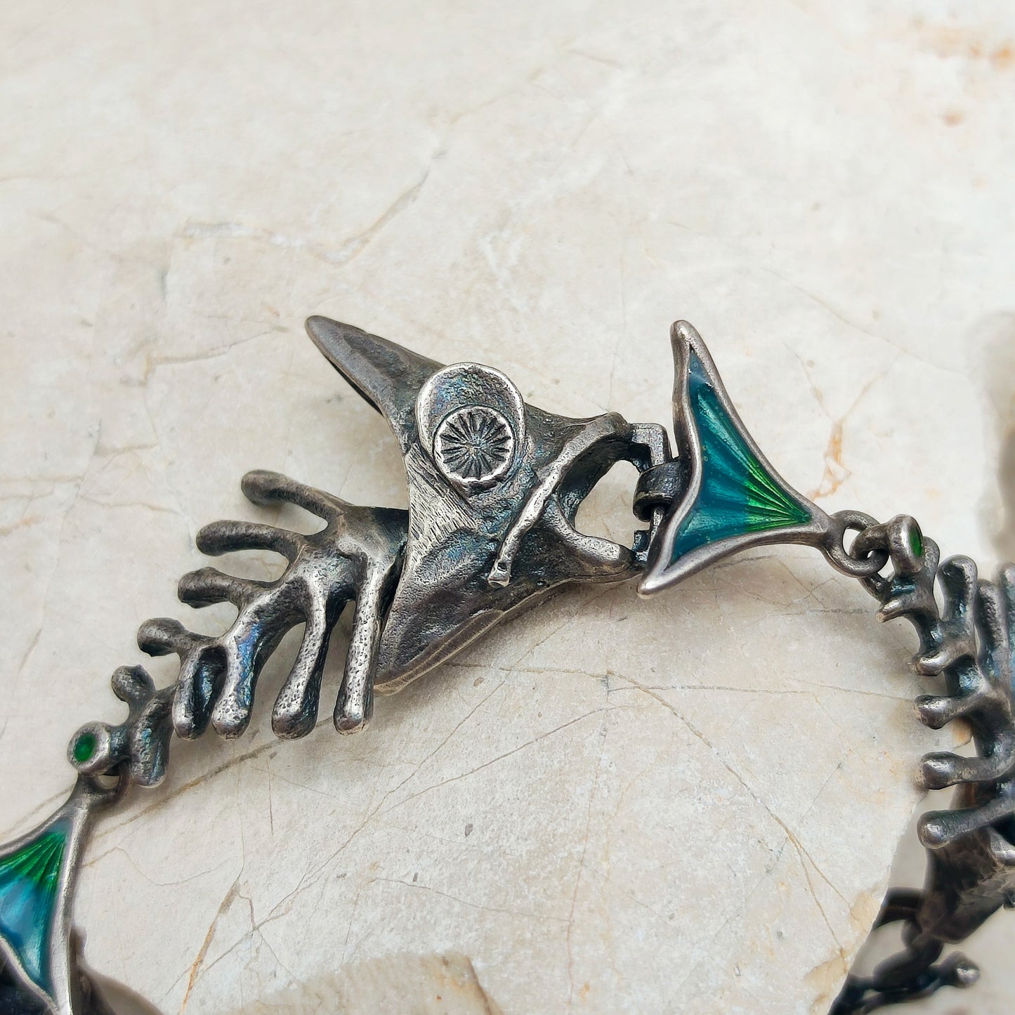 Silver Modernist fish bracelet by UnoAErre