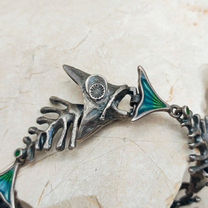 Silver Modernist fish bracelet by UnoAErre
