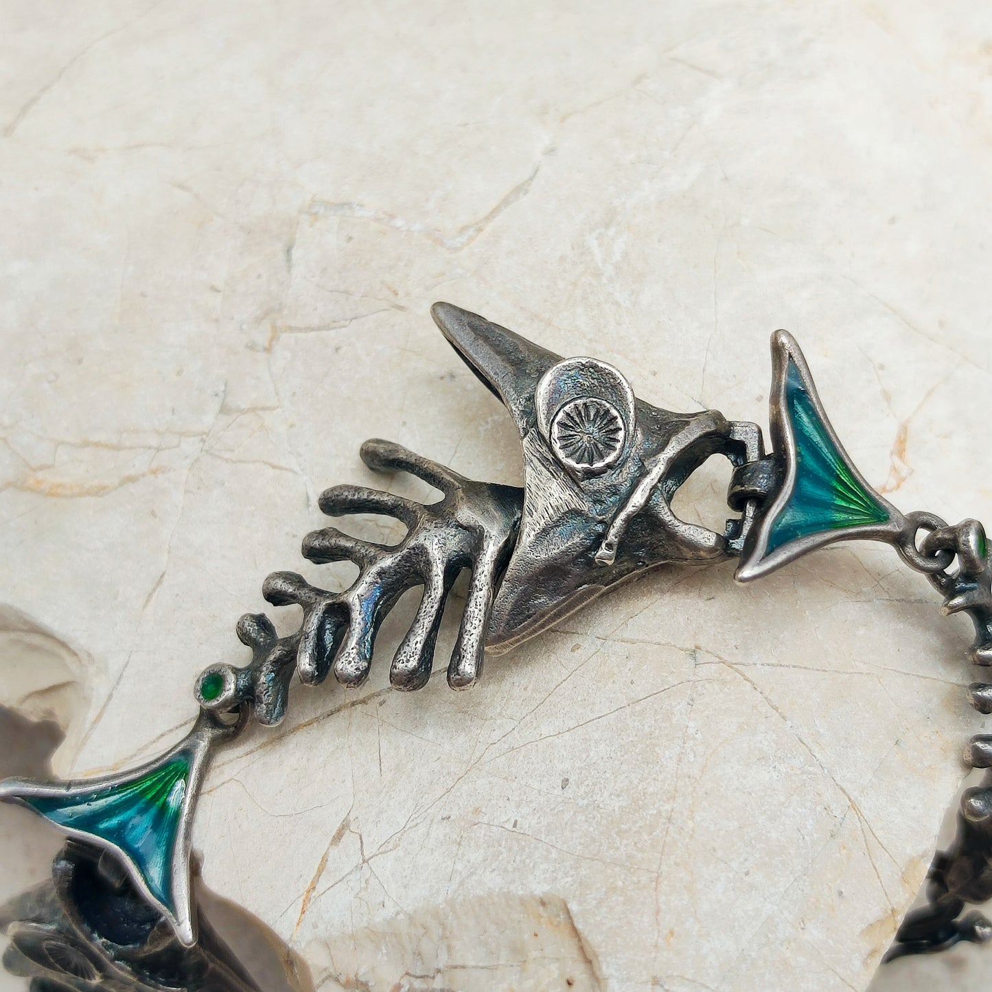 Silver Modernist fish bracelet by UnoAErre