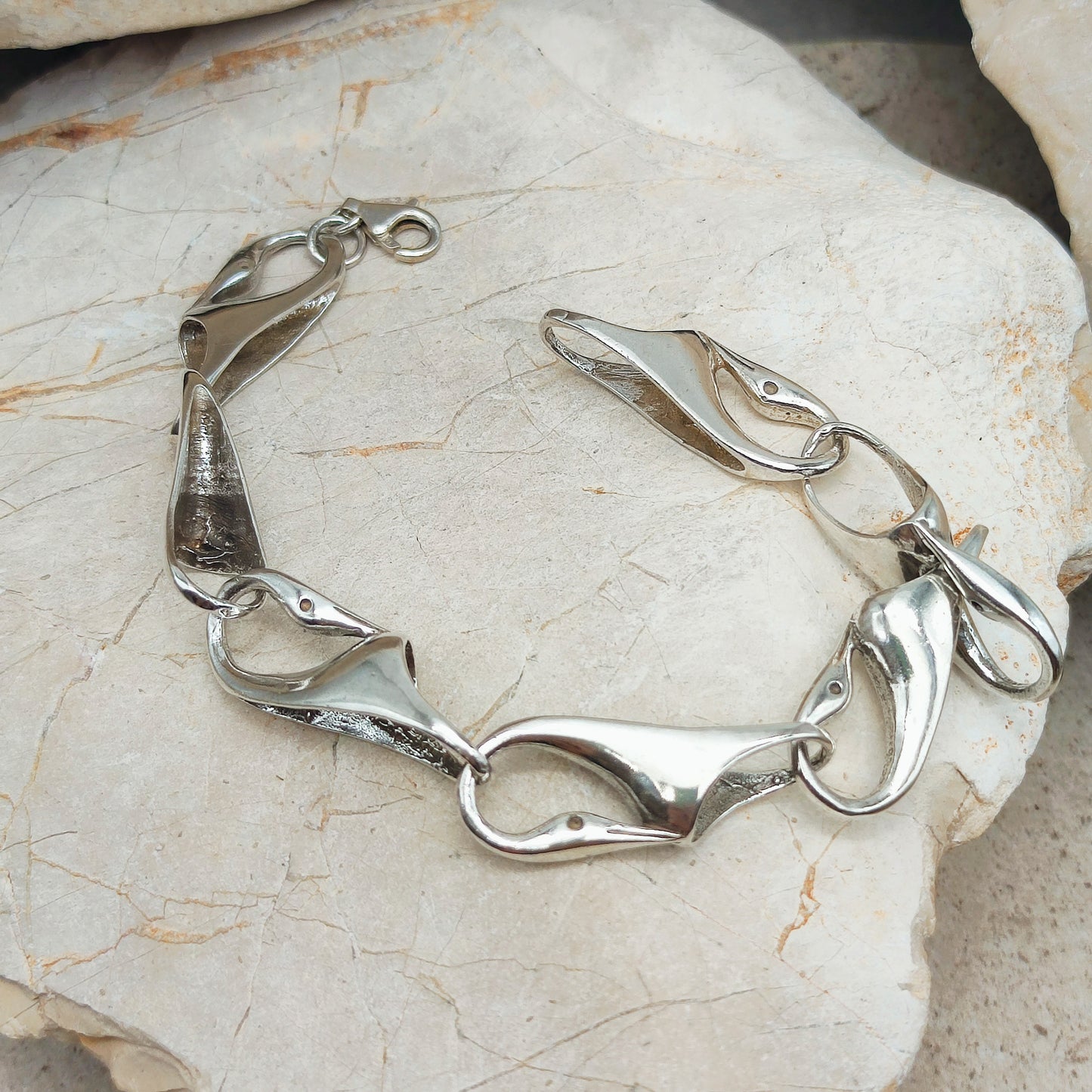Silver Modernist Swan Bracelet by Brunel
