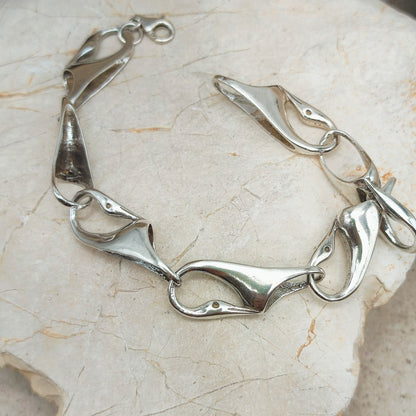 Silver Modernist Swan Bracelet by Brunel