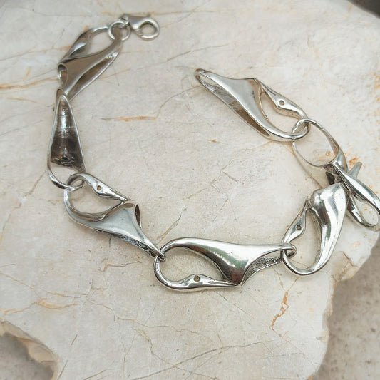 Silver Modernist Swan Bracelet by Brunel