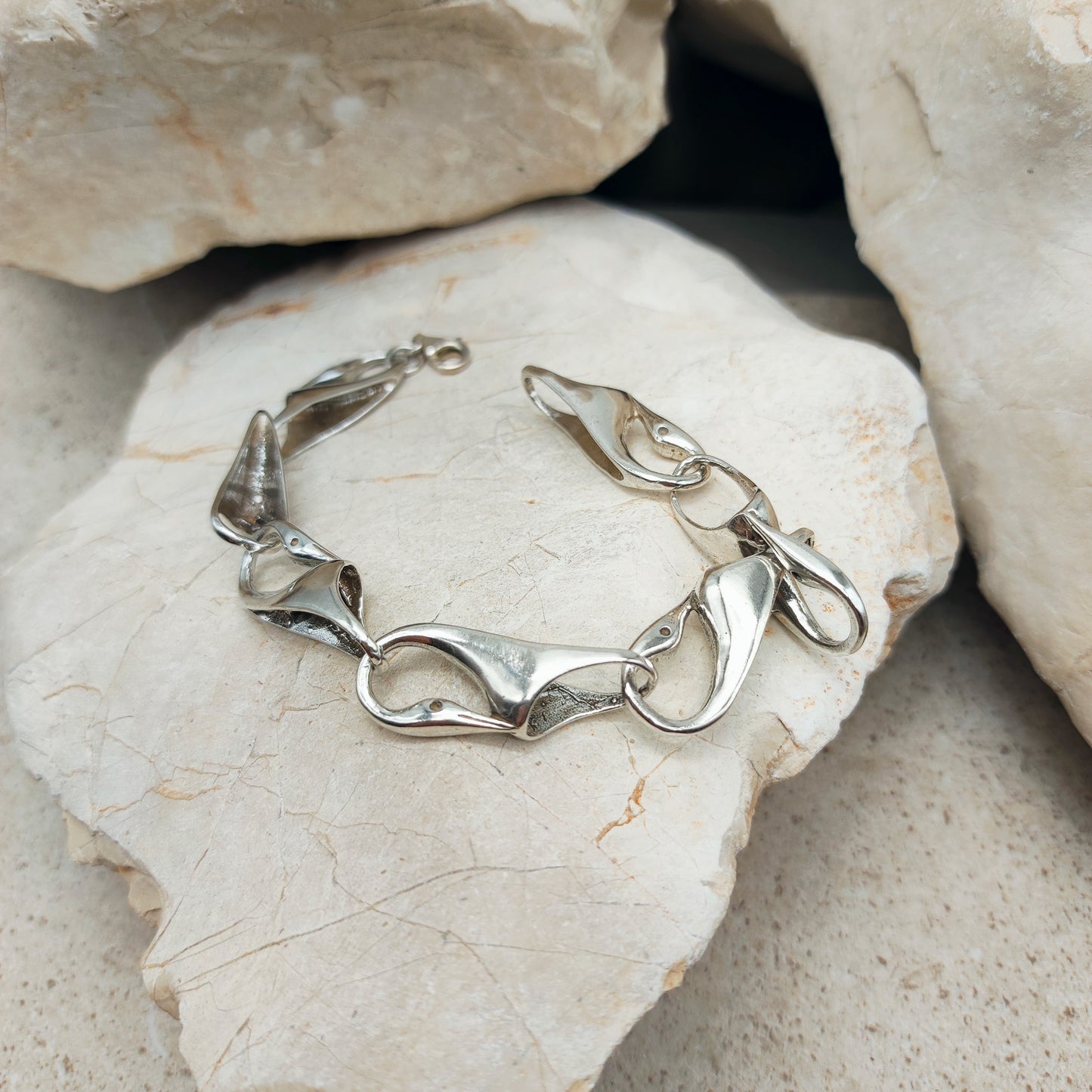 Silver Modernist Swan Bracelet by Brunel